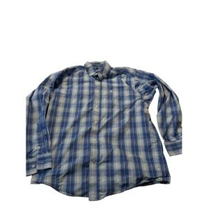 Ariat Pro Series Mens Medium Blue Plaid Long Sleeve Western Button Down Shirt